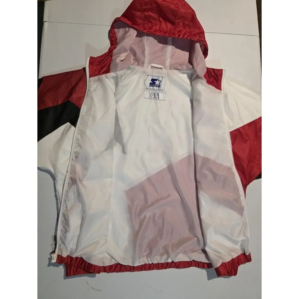 VINTAGE Nebraska Huskers Starter Jacket Mens Red White Black Hooded Windbreaker
